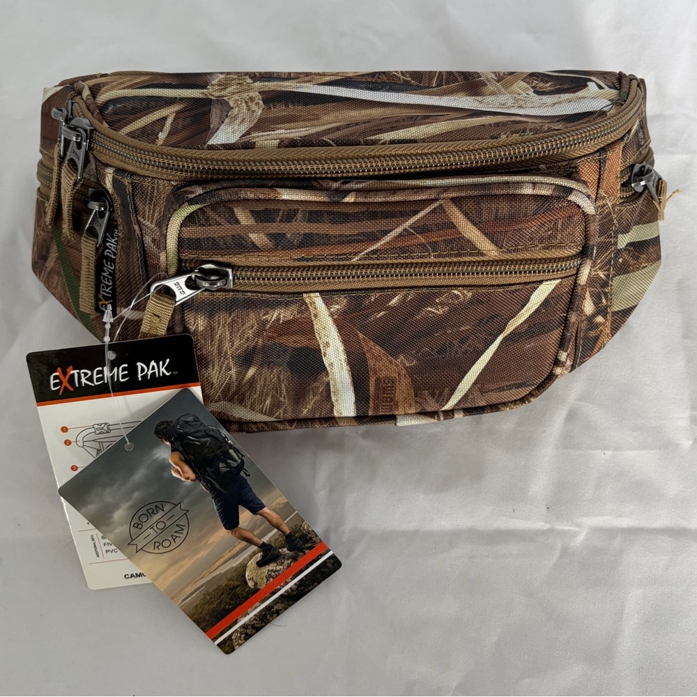 Extreme Pak Camo Waist Bag NWT Adjustable Waist Band 5 Pockets